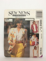 5855 MCCALLS LOOSE SS-LS CARDIGAN, SLEEVELESS BUTTON BLOUSE PATTERN 10-14